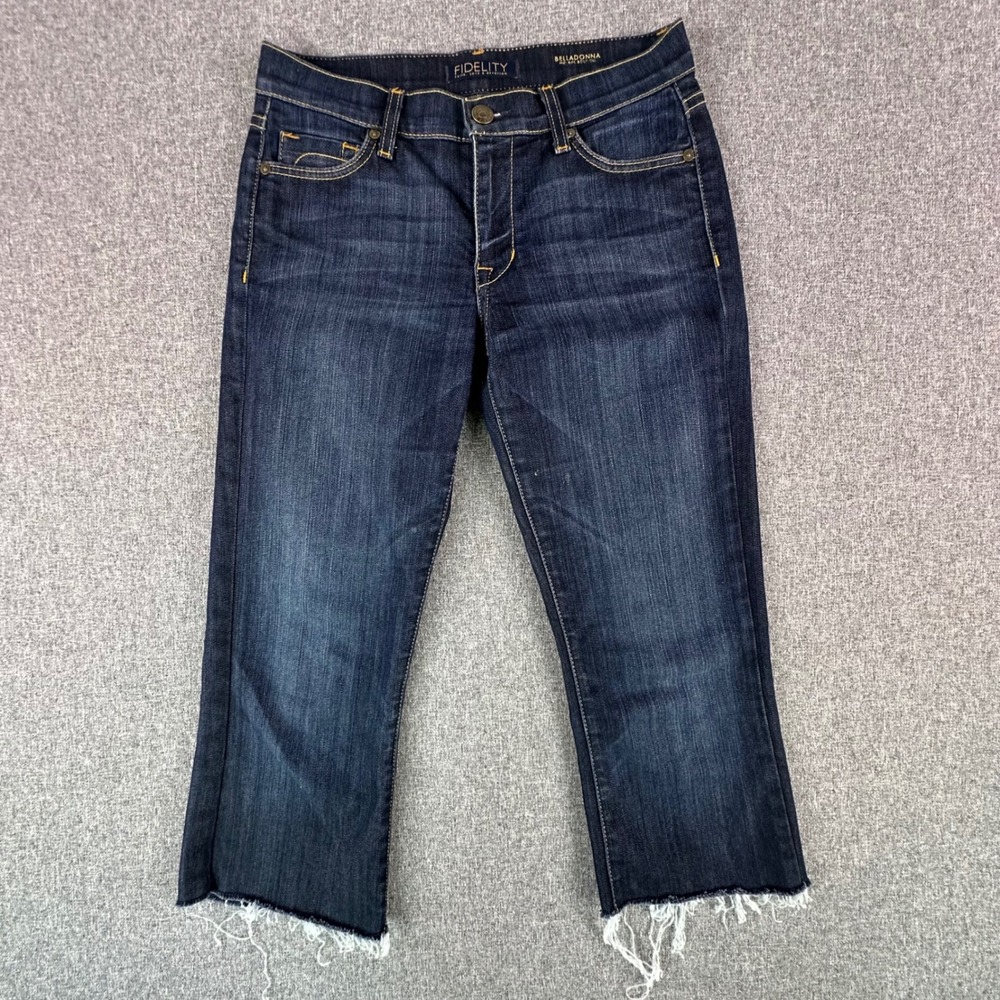 Fidelity Jeans Womens 28 Belladonna Tao Blue Mid-Rise Bootcut Raw Hem Crop